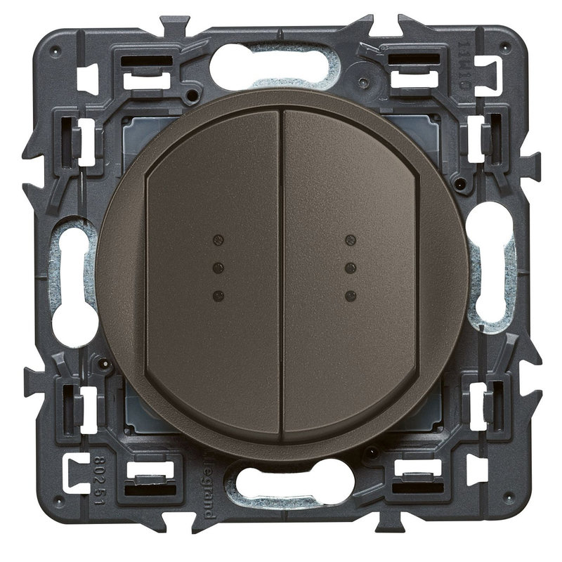 Legrand 099524 - Double interrupteur ou va-et-vient lumineux (voyant fourni)Céliane Soft Graphite