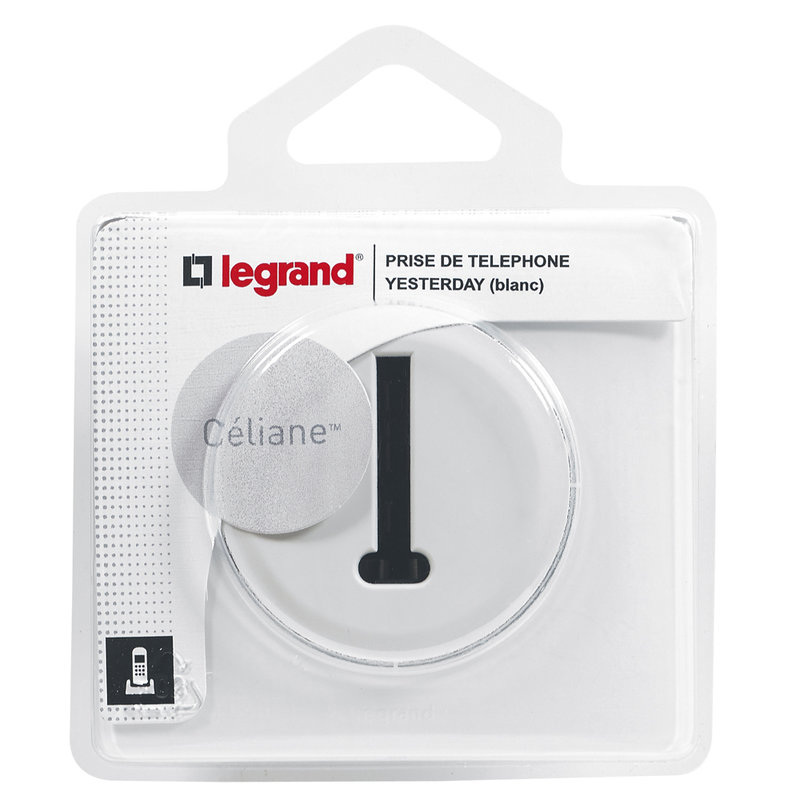 Legrand 099562 - Prise téléphone avec plaque Céliane - 8 contacts en T - Blanc