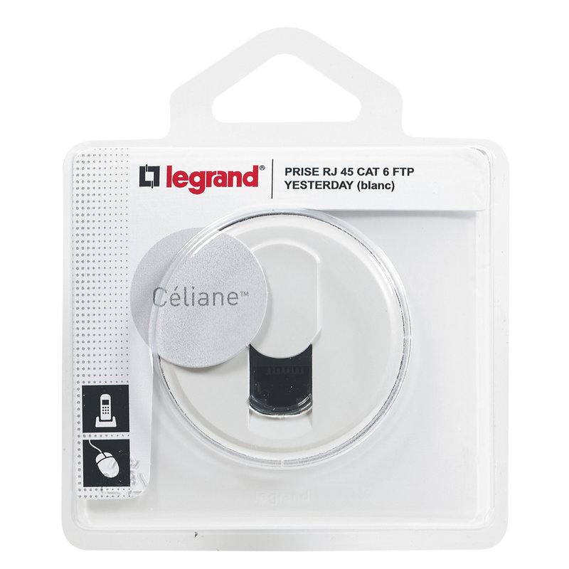 Legrand 099564 - Prise RJ45 multimédia catégorie 6 FTP avec plaque Céliane - Blanc