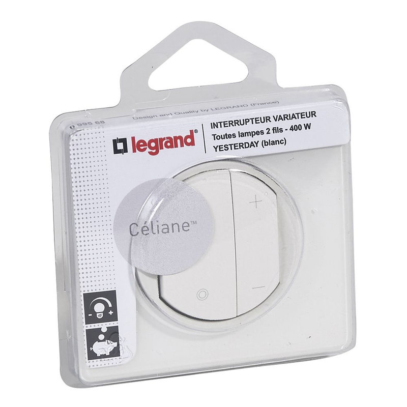 Legrand 099568 - Variateur toutes lampes avec plaque Céliane - Blanc