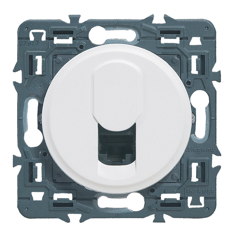 Legrand 099711 - Prise RJ45 multimédia catégorie 6 FTP Céliane - blanc avec support