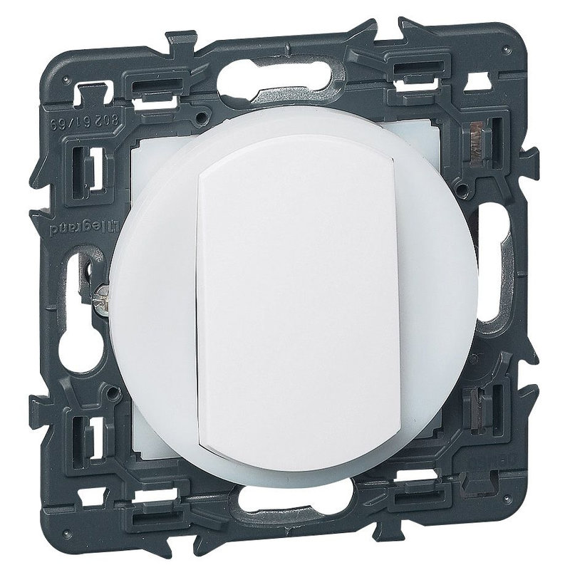 Legrand 099719 - Interrupteur ou va-et-vient à couronne lumineuse Céliane - blanc avec support