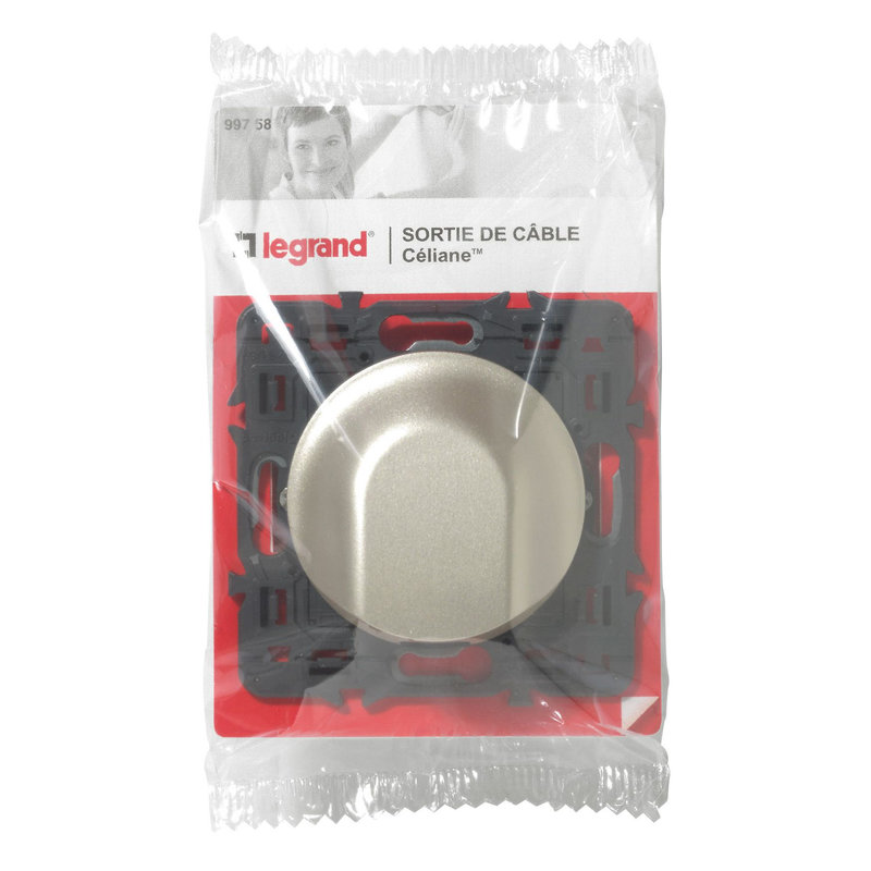 Legrand 099758 - Sortie de câble avec serre-câble Céliane - titane avec support