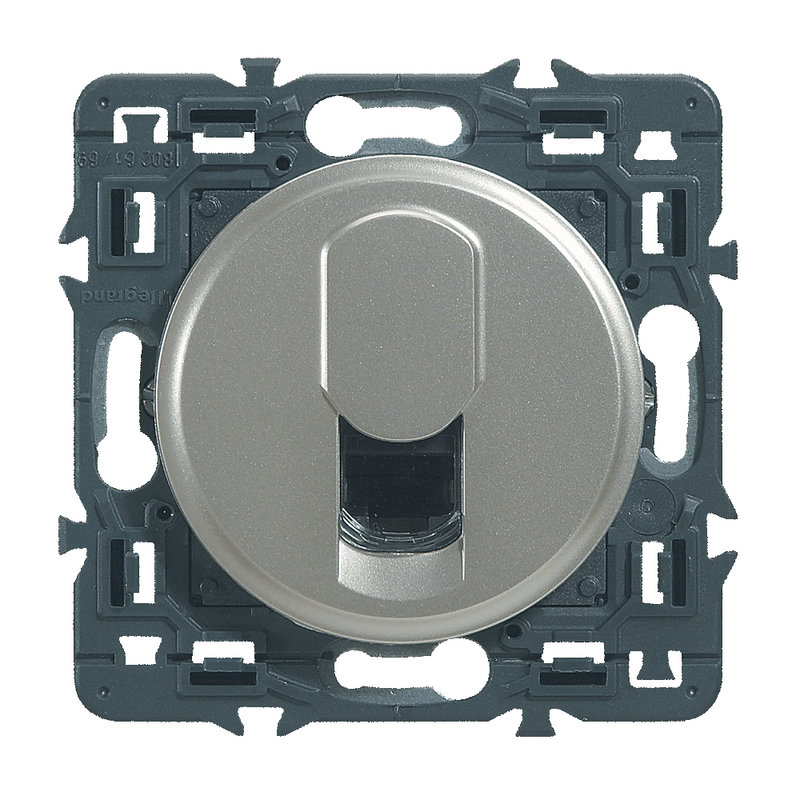 Legrand 099761 - Prise RJ45 multimédia catégorie 6 FTP Céliane - titane avec support