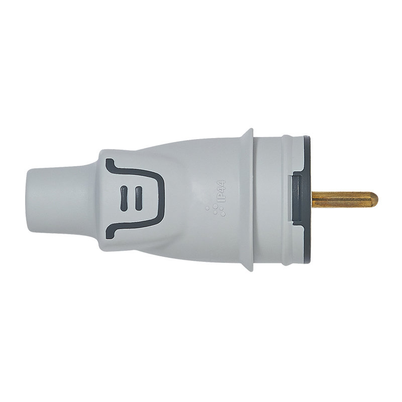 Legrand 090128 - Fiche mâle avec terre Plexo - plastique - IP44 - blister - gris