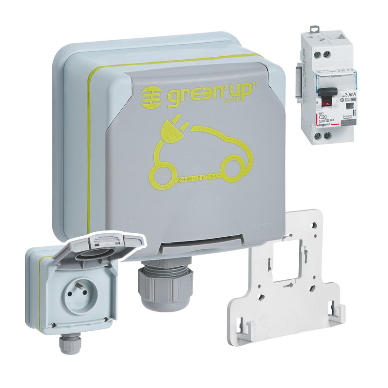 Legrand 090476 - Prêt-à-poser Green'up Access prise pour véhicule électrique + patère + disj diff