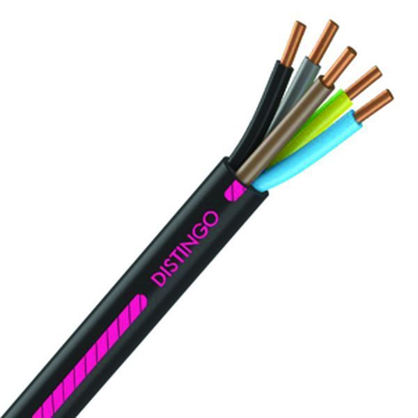Câble Électrique U-1000 R2V 5G1.5 mm² Cuivre Rigide Noir - Prix au mètre