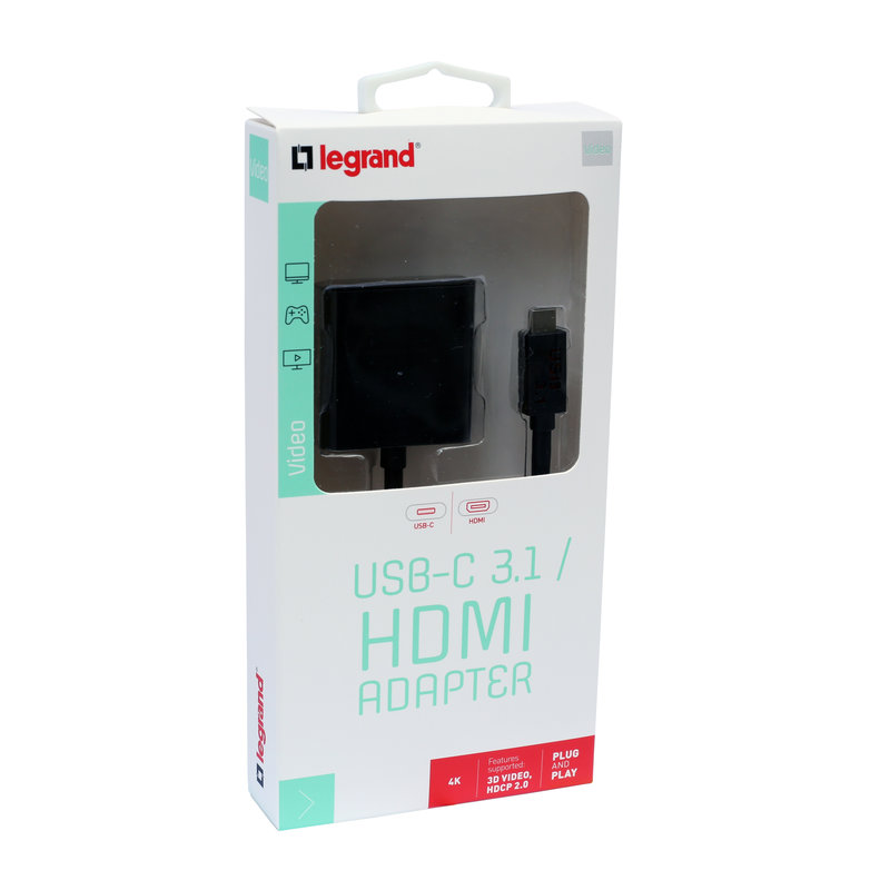 Legrand 090985 - Adaptateur USB 3.1 Type-C vers prise HDMI