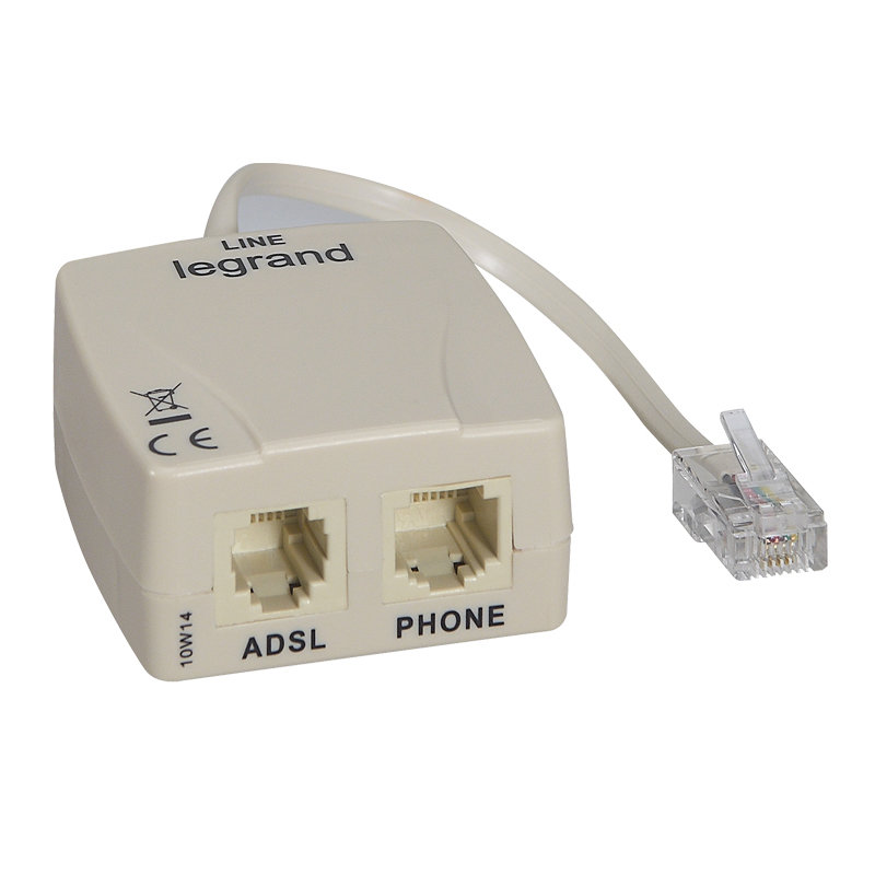 Legrand 091065 - Filtre ADSL pour prise RJ45 pour accès telephone et internet sur une seule prise