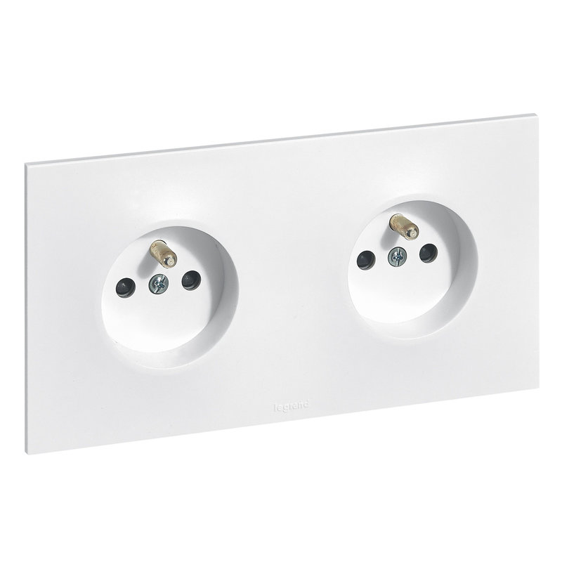 Legrand 091332 - Double prise de courant avec terre précâblée Neptune 16A - blanc