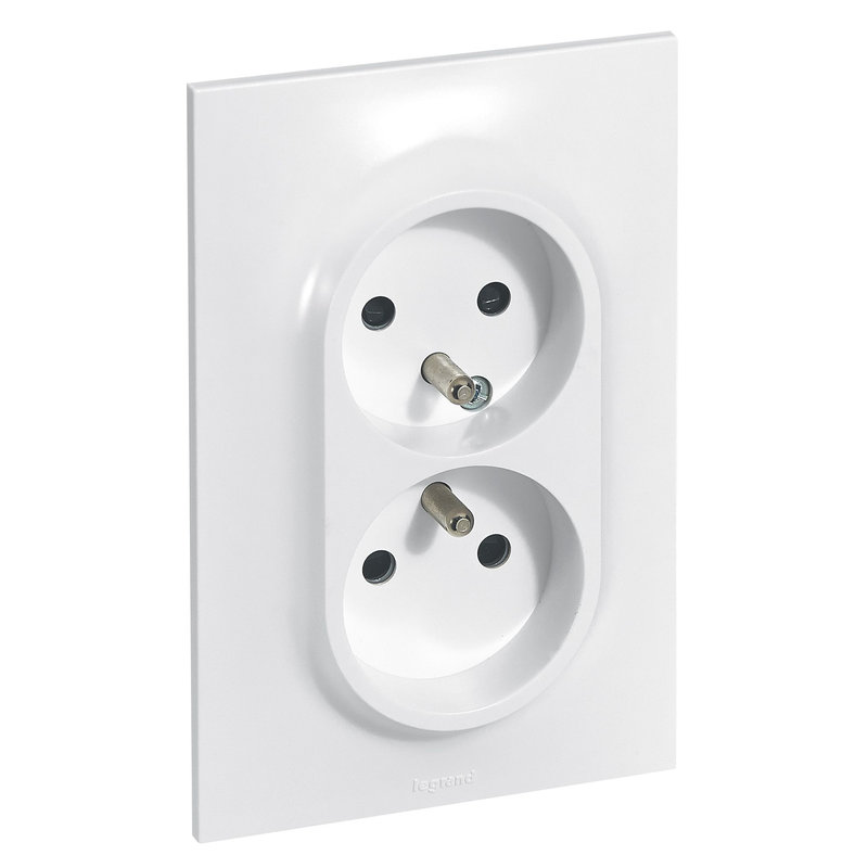 Legrand 091333 - Double prise de courant avec terre 1 poste Neptune 16A - blanc