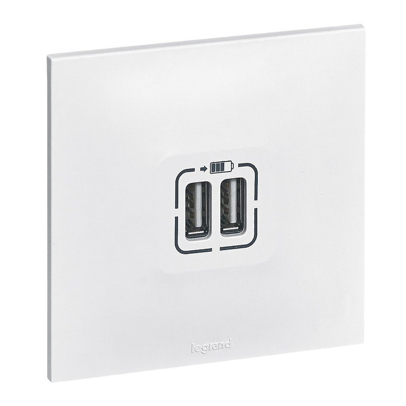 Legrand 091343 - Prise double USB Neptune Type-A 3A 15W  - blanc