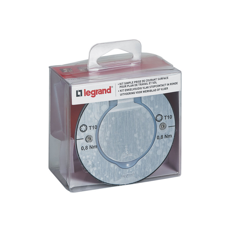 Legrand 092114 - Kit prise de sol ronde inox étanche IP44 avec volet + boite à encastrer