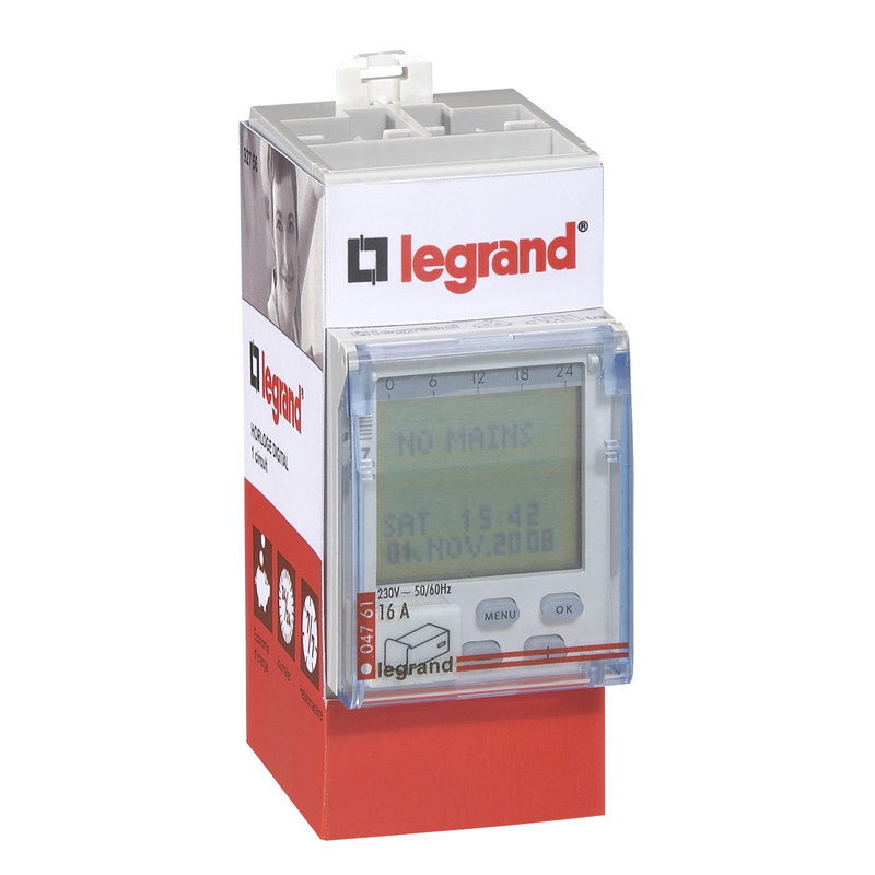 Legrand 092756 - Horloge à cadran digital automatique - pour 1 circuit - 2 modules