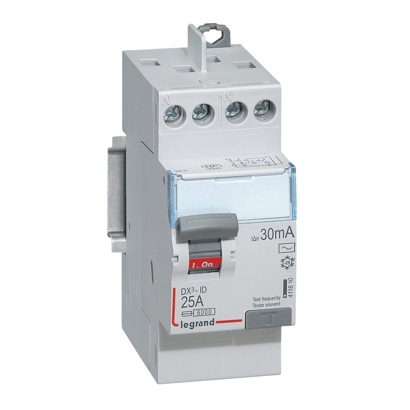 Legrand 092829 - Interrupteur différentiel bipolaire - type AC 30mA arrivée haut/départ haut 25A