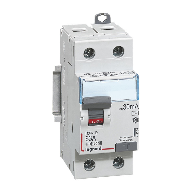 Legrand 092841 - Interrupteur différentiel DX³-ID 2P type AC 30mA arrivée haut/départ bas 63A