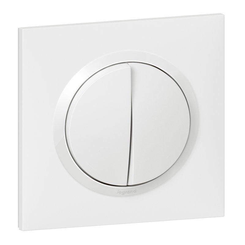 Legrand 095011 - Double interrupteur ou va-et-vient dooxie 10AX 250V~ avec plaque carrée blanche