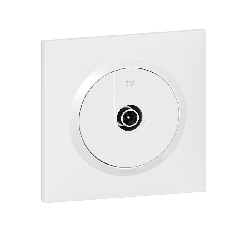 Legrand 095017 - Prise TV étoile blindée dooxie avec plaque carrée blanche