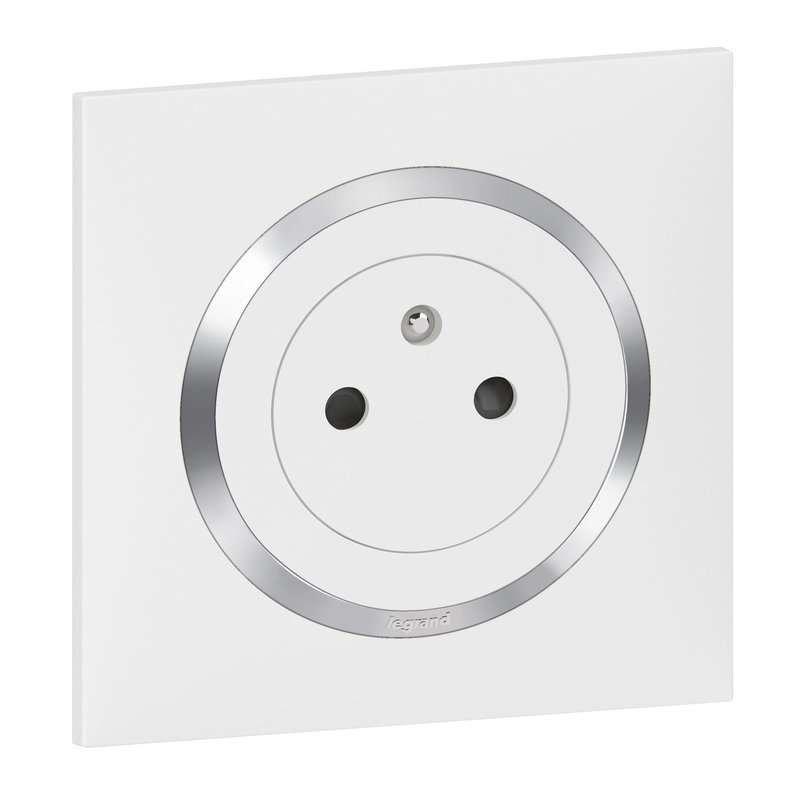 Legrand 095026 - Prise 2P+T Surface dooxie 16A avec plaque blanche/chrome et griffes - brochable
