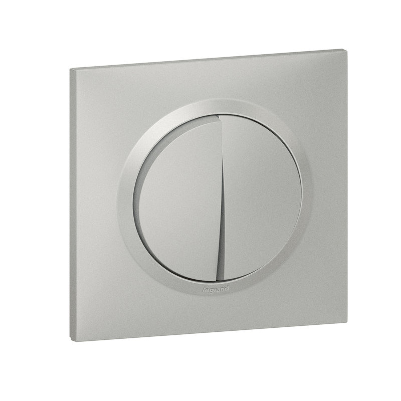 Legrand 095031 - Double interrupteur ou va-et-vient dooxie 10AX 250V~ avec plaque carrée alu