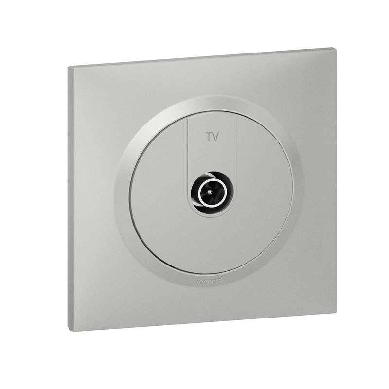 Legrand 095037 - Prise TV étoile blindée dooxie avec plaque carrée alu