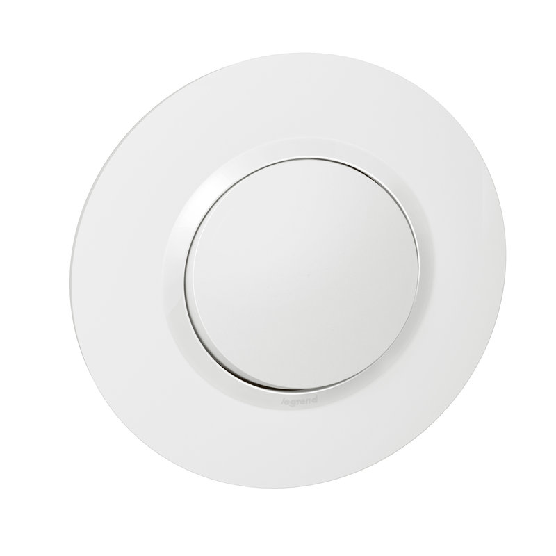 Legrand 095050 - Interrupteur ou va-et-vient dooxie 10AX 250V~ avec plaque ronde blanche