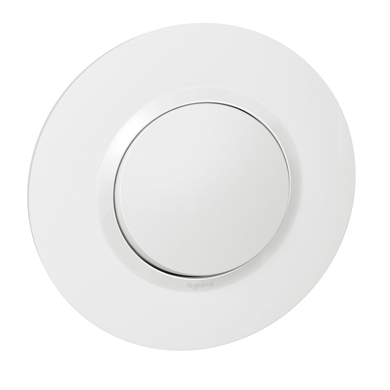 Legrand 095052 - Poussoir dooxie 6A 250V~ avec plaque ronde blanche
