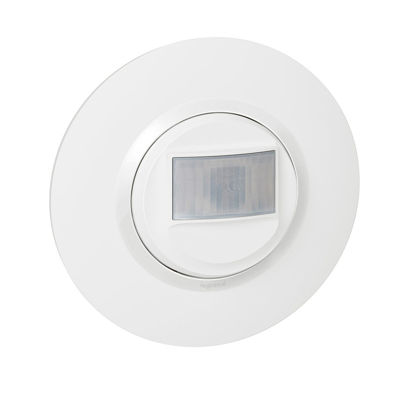 Legrand 095054 - Détecteur mural dooxie 2 fils sans Neutre avec plaque ronde blanche