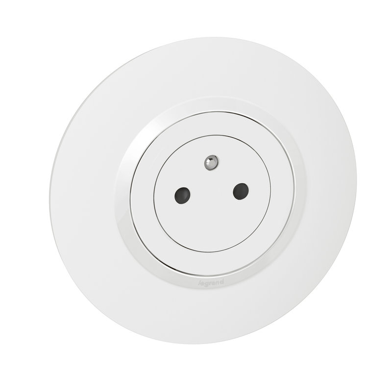 Legrand 095055 - Prise de courant 2P+T Surface dooxie 16A avec plaque ronde blanche