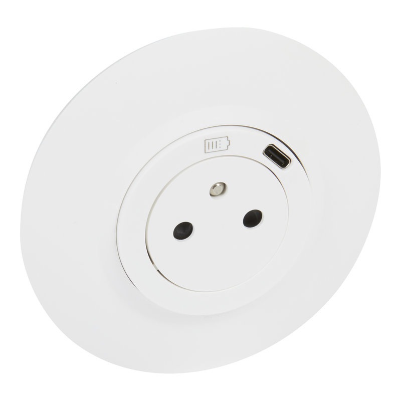 Legrand 095056 - Prise de courant Surface avec chargeur USB Type-C dooxie plaque ronde - blanc