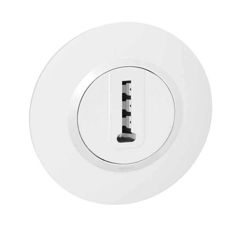 Legrand 095058 - Prise téléphone en T dooxie avec plaque ronde blanche