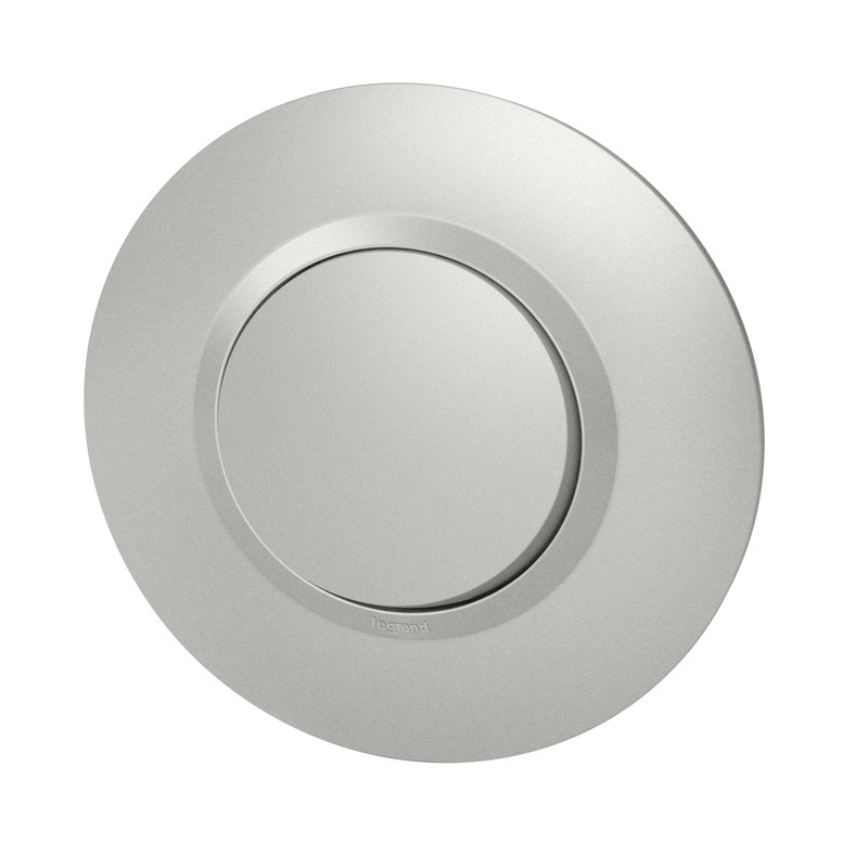 Legrand 095070 - Interrupteur ou va-et-vient dooxie 10AX 250V~ avec plaque ronde alu bague chrome