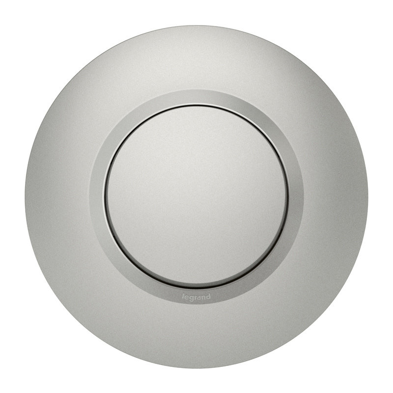 Legrand 095072 - Poussoir dooxie 6A 250V~ avec plaque ronde alu avec bague effet chrome
