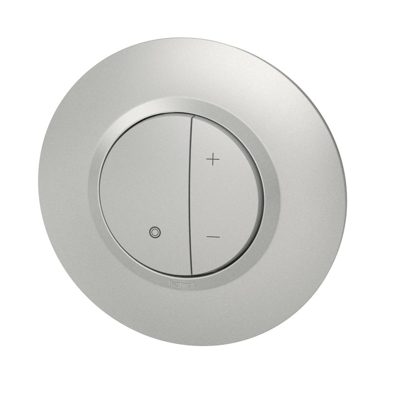 Legrand 095073 - Variateur toutes lampes dooxie 2 fils avec plaque ronde alu bague chrome