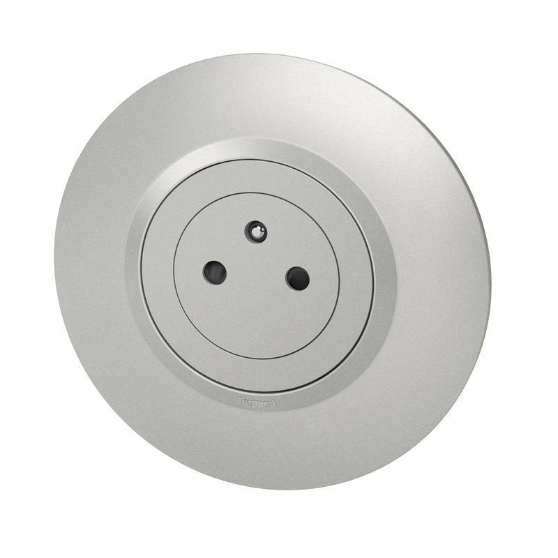 Legrand 095075 - Prise de courant 2P+T Surface dooxie 16A avec plaque ronde alu bague chrome