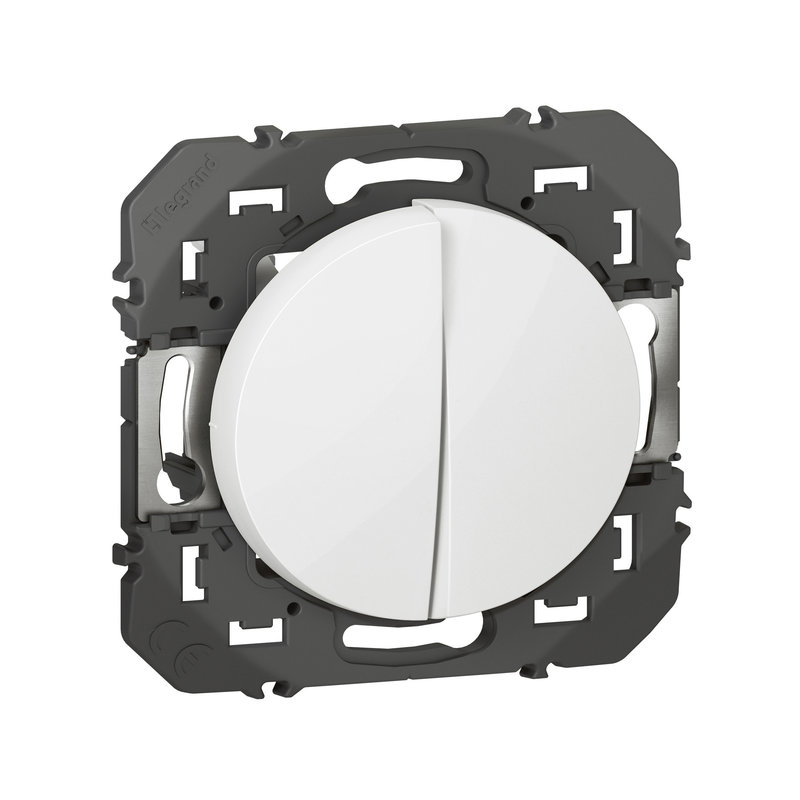Legrand 095201 - Double interrupteur ou va-et-vient dooxie 10AX 250V~ finition blanc - sachet