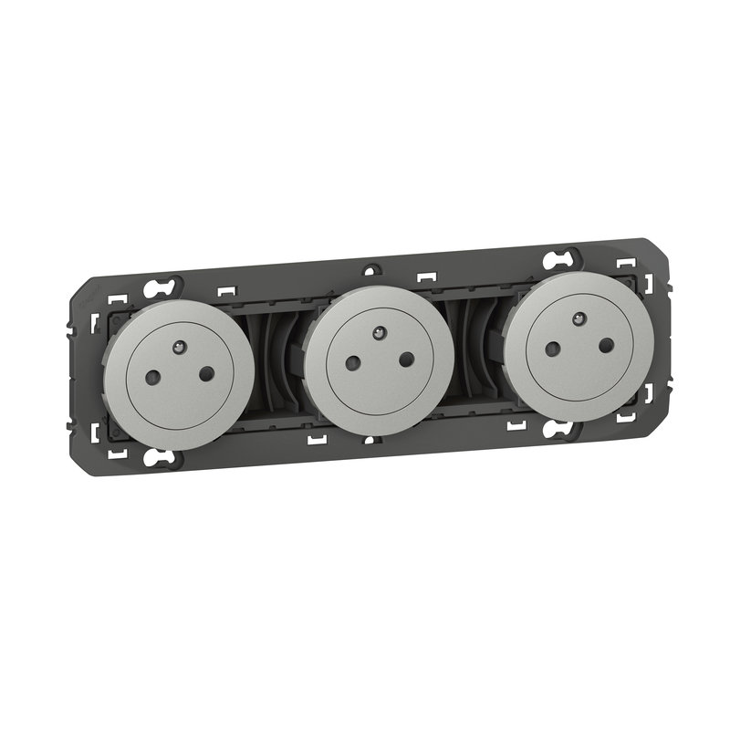 Legrand 095249 - Triple prise de courant 2P+T Surface dooxie 16A précâblées alu - sachet