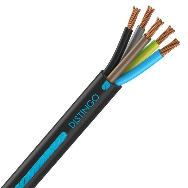Câble Électrique U-1000 R2V 5G6 mm² Cuivre Rigide Noir - Prix au mètre