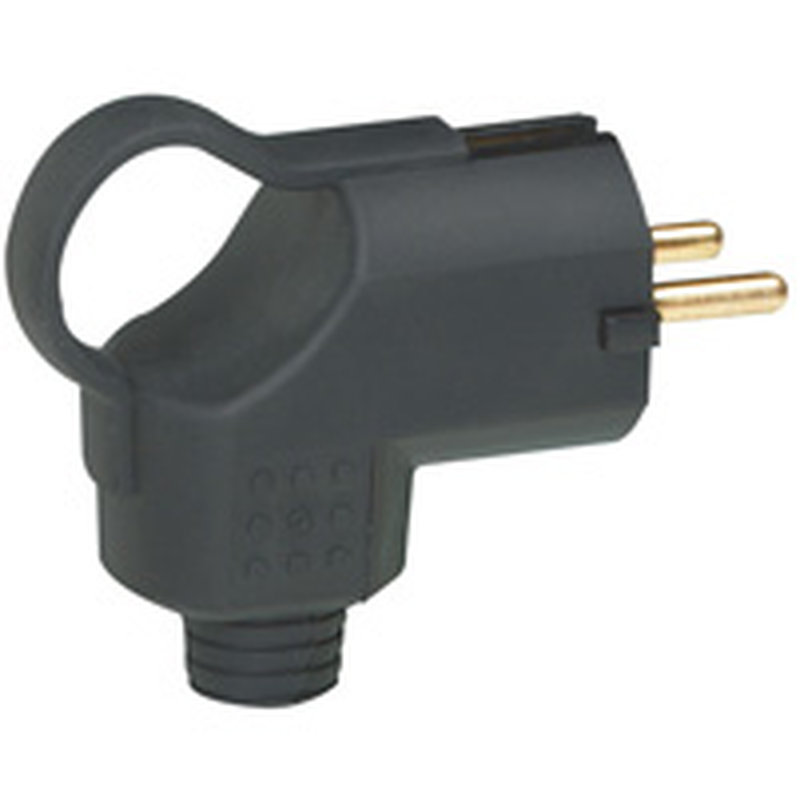 Legrand 096929 - Fiche borne à vis 2P+T 16A IK08 à sortie latérale à anneau - étiquette Gencod