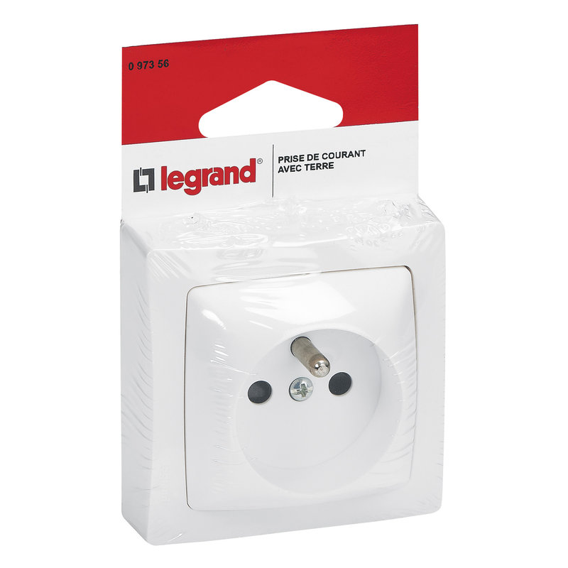 Legrand 097356 - Prise de courant avec terre Appareillage Saillie - brochable - blanc