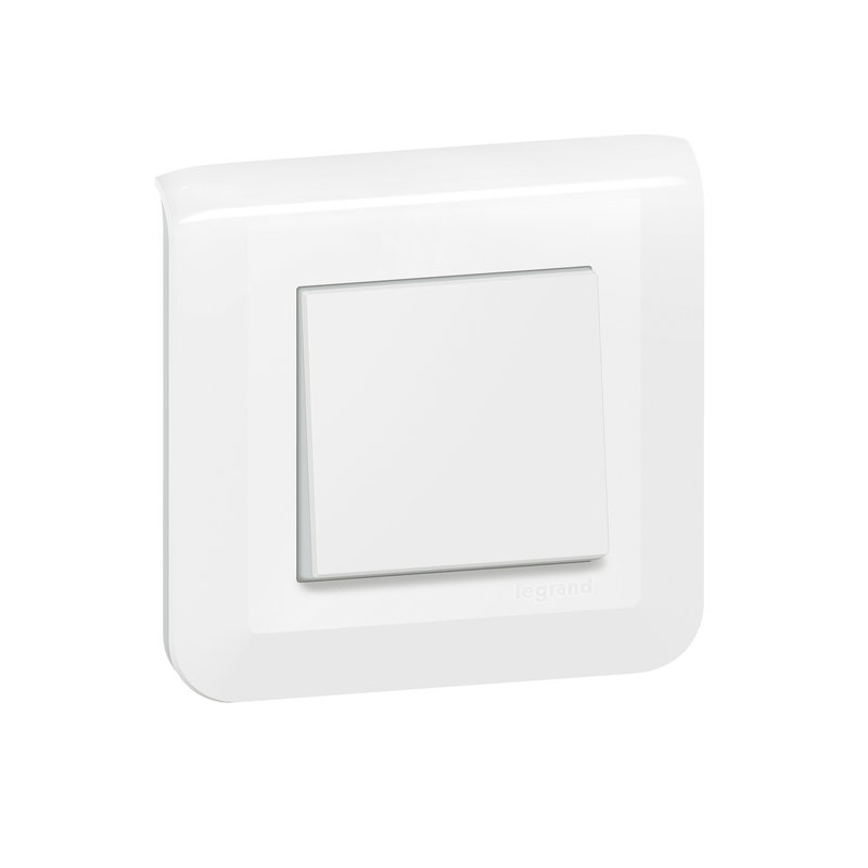 Legrand 099202 - Poussoir simple Mosaic 6A blanc complet avec plaque