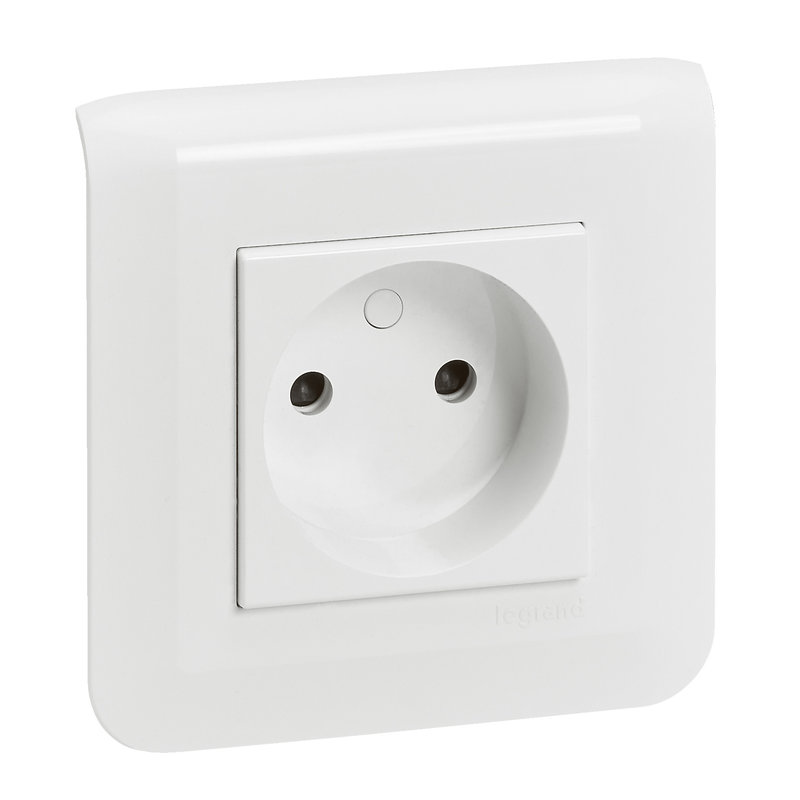 Legrand 099203 - Prise de courant sans terre Mosaic blanc complet avec plaque