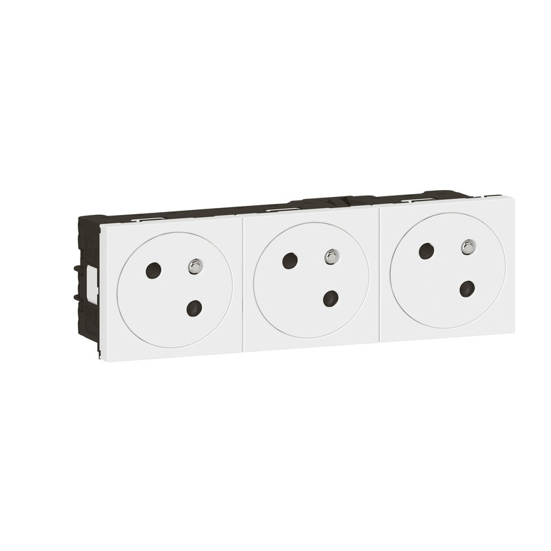 Legrand 099422 - Triple prise de courant Surface Mosaic Link inclinée à 45° précâblée - blanc