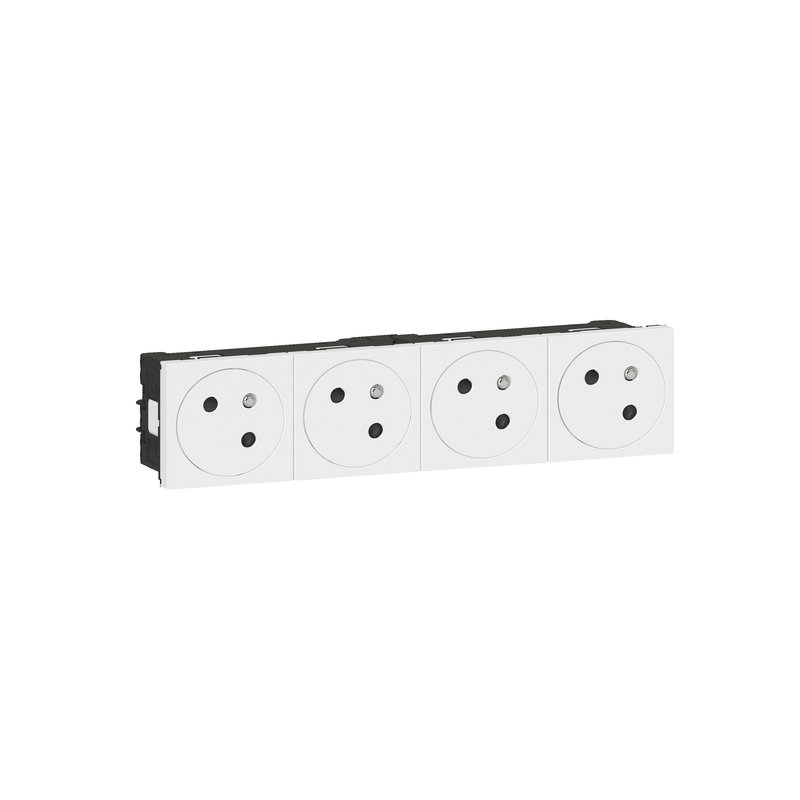 Legrand 099423 - 4x2P+T Surface Mosaic Link inclinée à 45° précâblées 8 modules - blanc