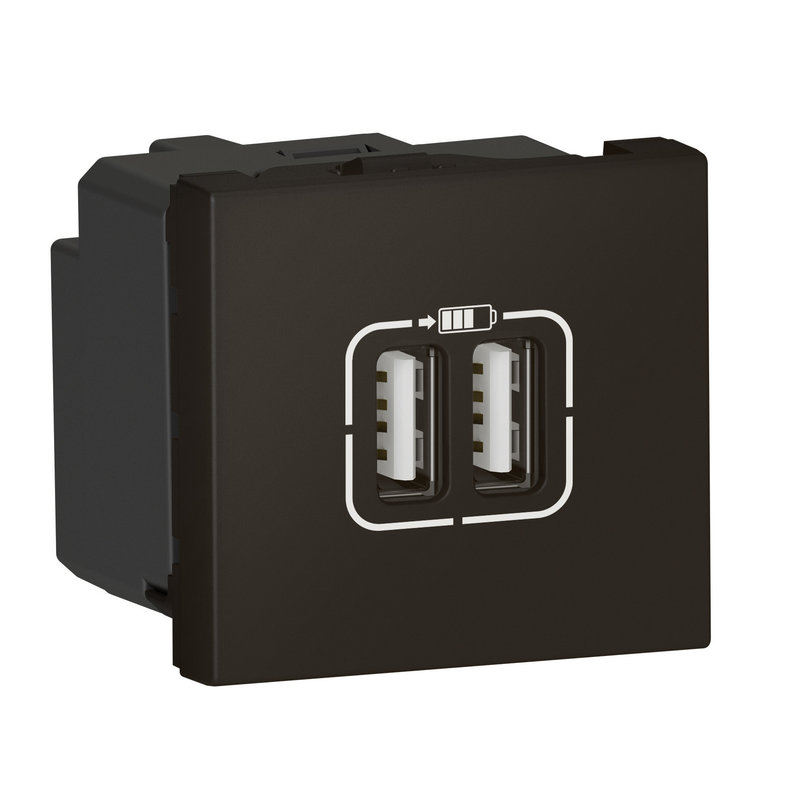 Legrand 099450 - Prise double USB Type-A Mosaic 3A 2 modules - noir mat