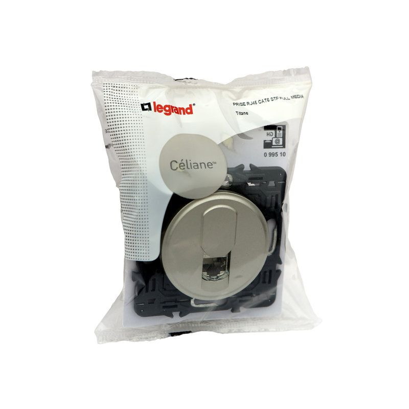Legrand 099510 - Prise RJ45 multimédia Céliane catégorie6 STP livrée avec enjoliveur titane