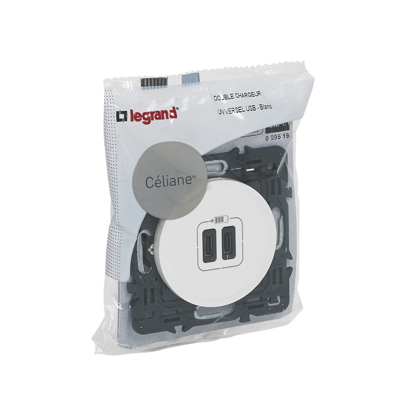 [LEG-099519] Legrand 099519 - Prise double USB Type-C Céliane 3A - blanc