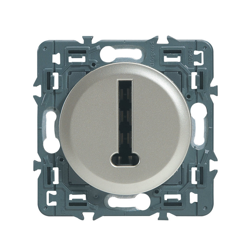 Legrand 099760 - Prise téléphone Céliane 8 contacts en T - titane avec support