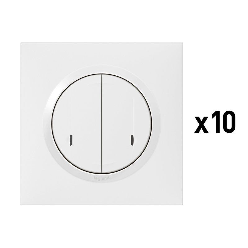 Legrand 100085 - Lot de 10 interrupteurs doubles connectés dooxie with Netatmo - blanc