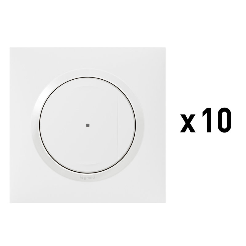 Legrand 100086 - Lot de 10 interrupteurs (option variateur) connectés dooxie with Netatmo - blanc